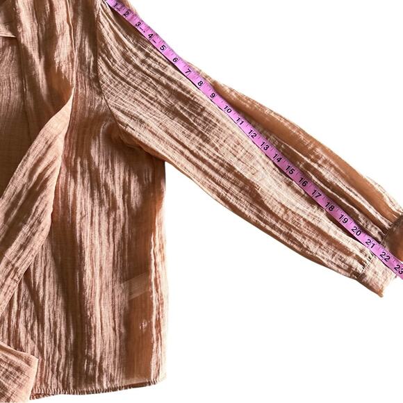 Zara Crinkle Blouse Sheer Romantic Spring Coastal Chic - Picture 5 of 15